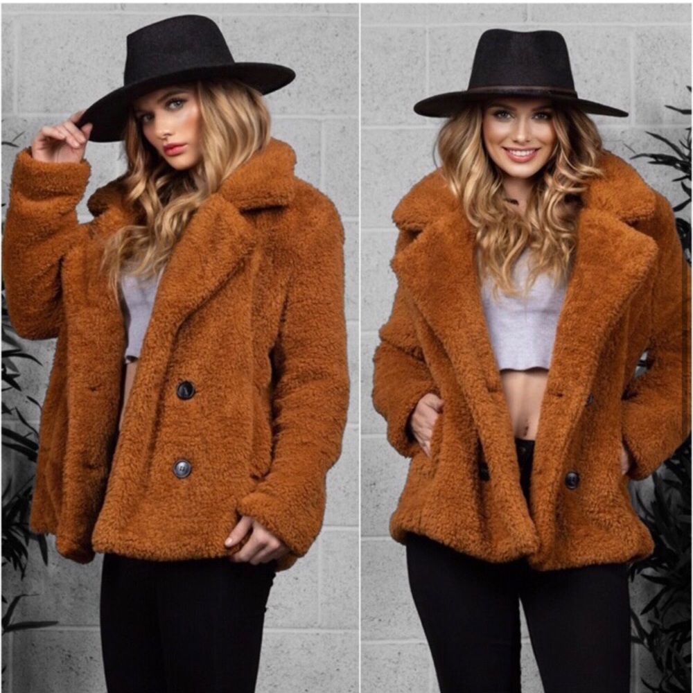 MUST HAVE women’s lined sherpa warm fluffy fall winter peacoat
